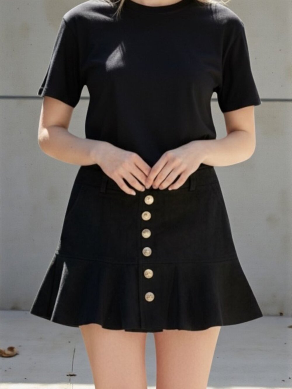 NWT Black Velvet Gold Button Mermaid Mini Skirt L